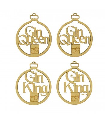 Laser Cut Pack of 4 Themed Baubles - Gin